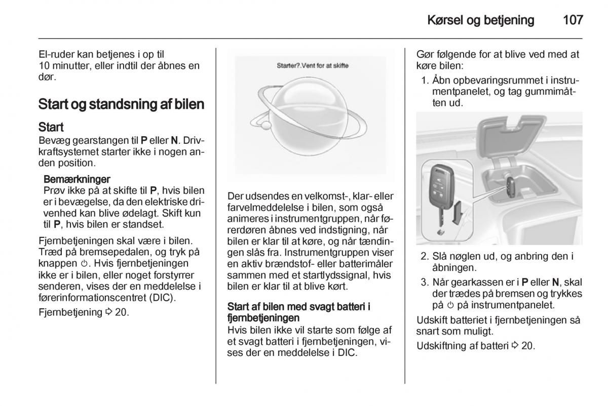 Opel Ampera Bilens instruktionsbog / page 109