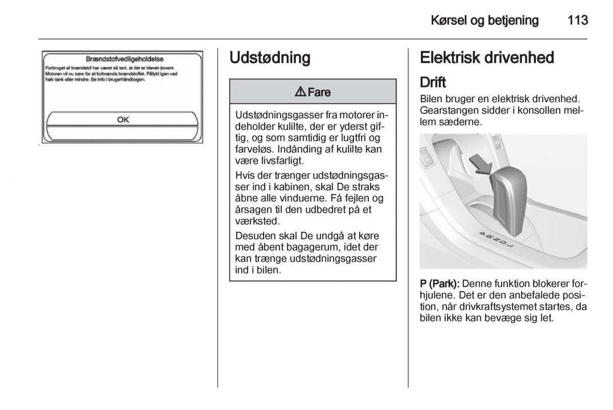 Opel Ampera Bilens instruktionsbog / page 115