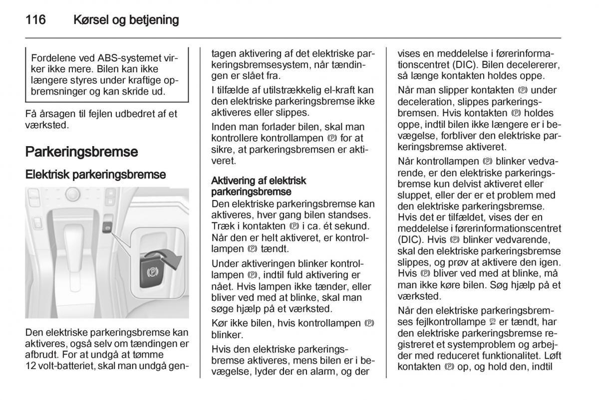 Opel Ampera Bilens instruktionsbog / page 118