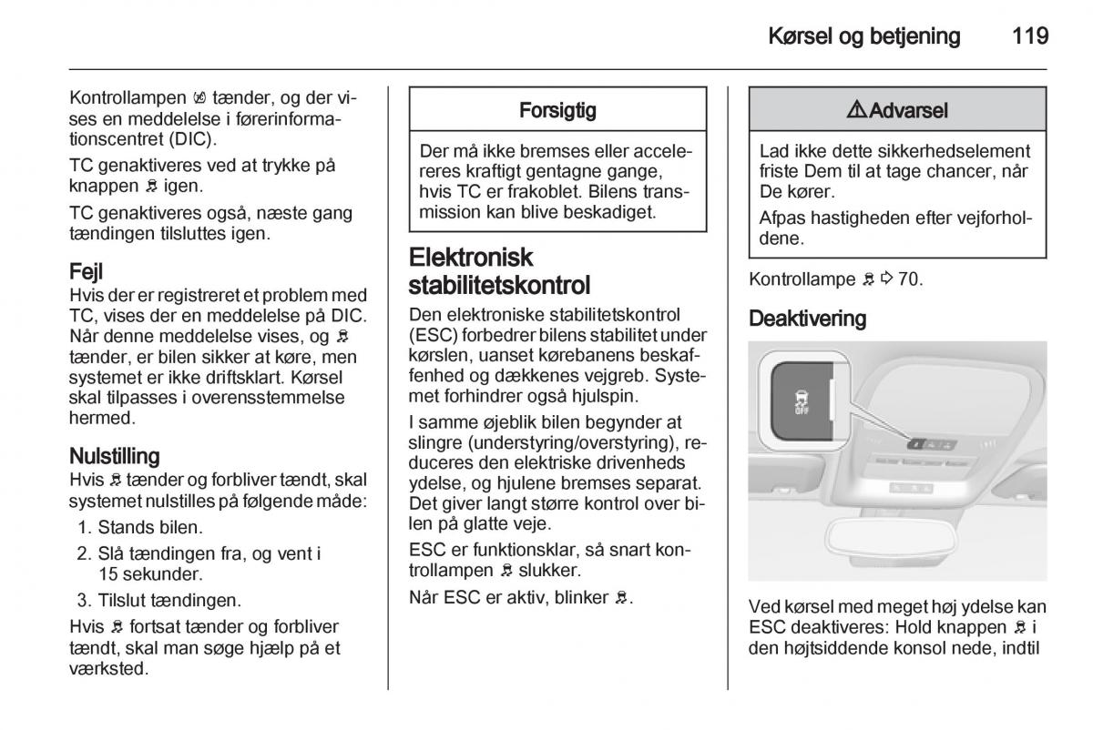 Opel Ampera Bilens instruktionsbog / page 121