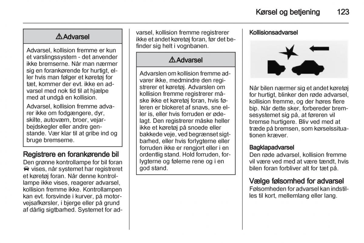 Opel Ampera Bilens instruktionsbog / page 125