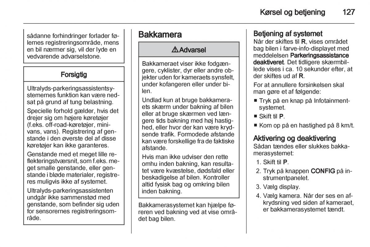 Opel Ampera Bilens instruktionsbog / page 129