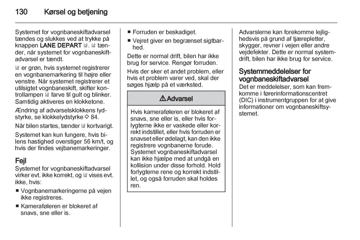 Opel Ampera Bilens instruktionsbog / page 132