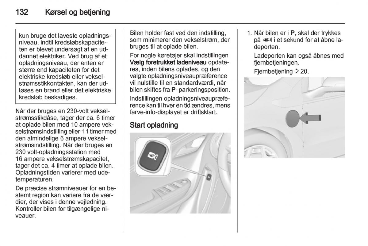 Opel Ampera Bilens instruktionsbog / page 134