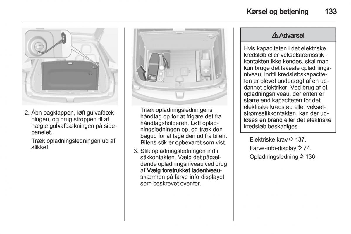 Opel Ampera Bilens instruktionsbog / page 135