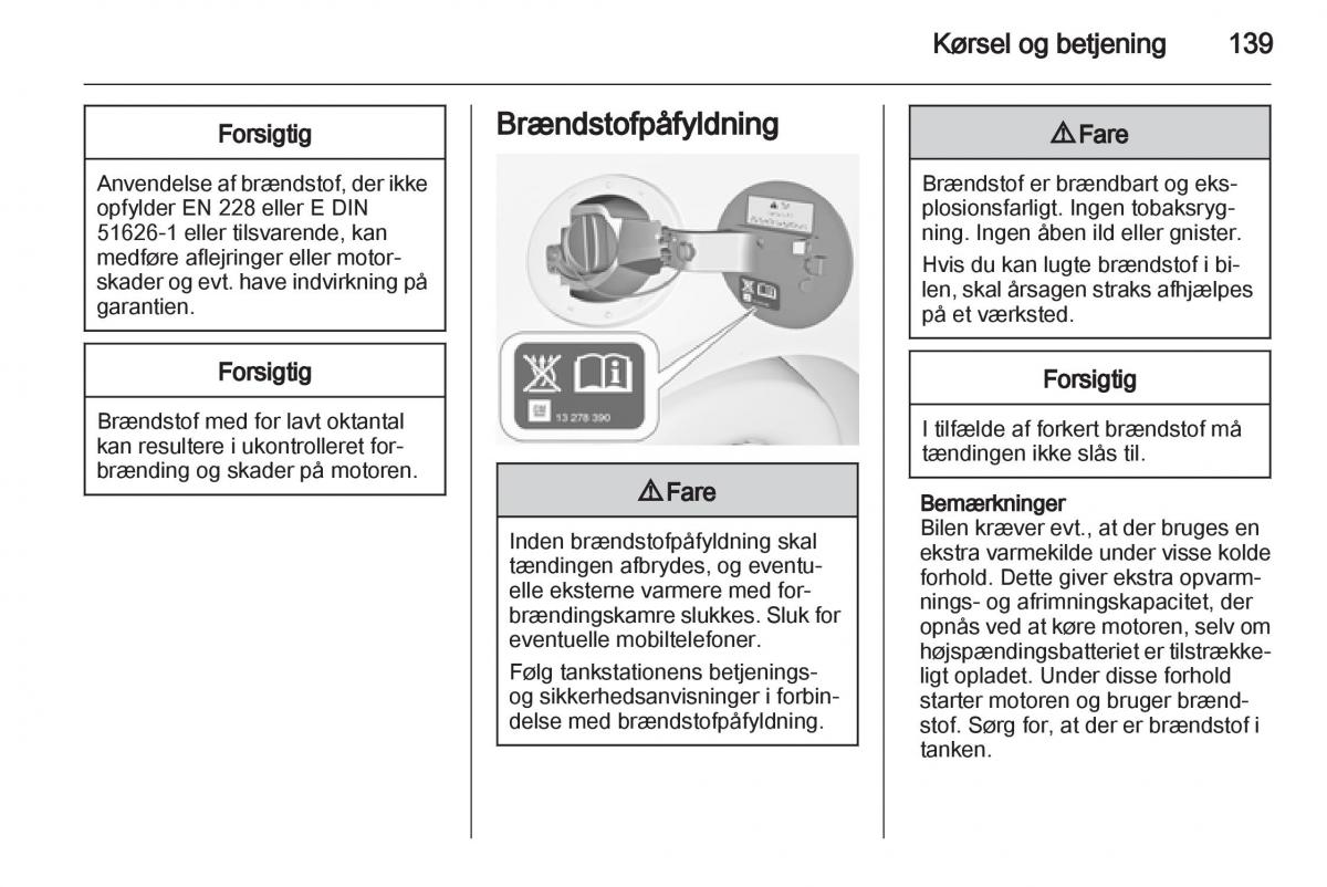 Opel Ampera Bilens instruktionsbog / page 141