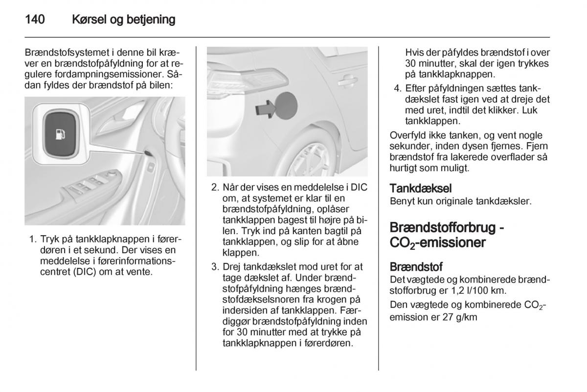 Opel Ampera Bilens instruktionsbog / page 142