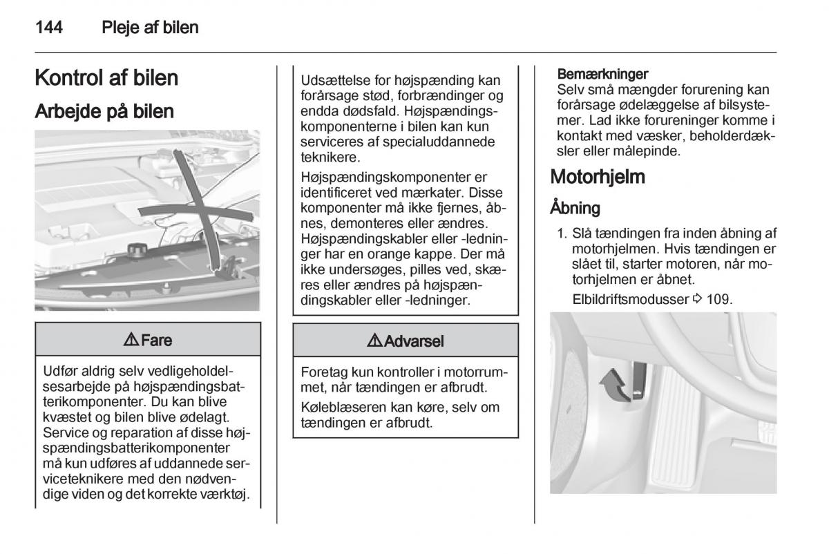 Opel Ampera Bilens instruktionsbog / page 146