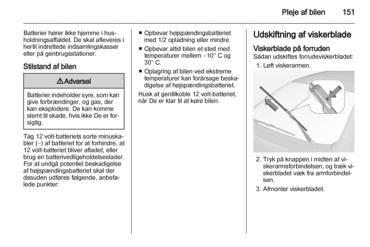 Opel Ampera Bilens instruktionsbog / page 153