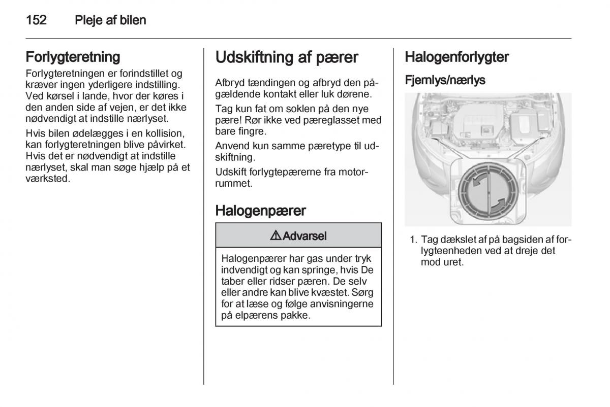 Opel Ampera Bilens instruktionsbog / page 154