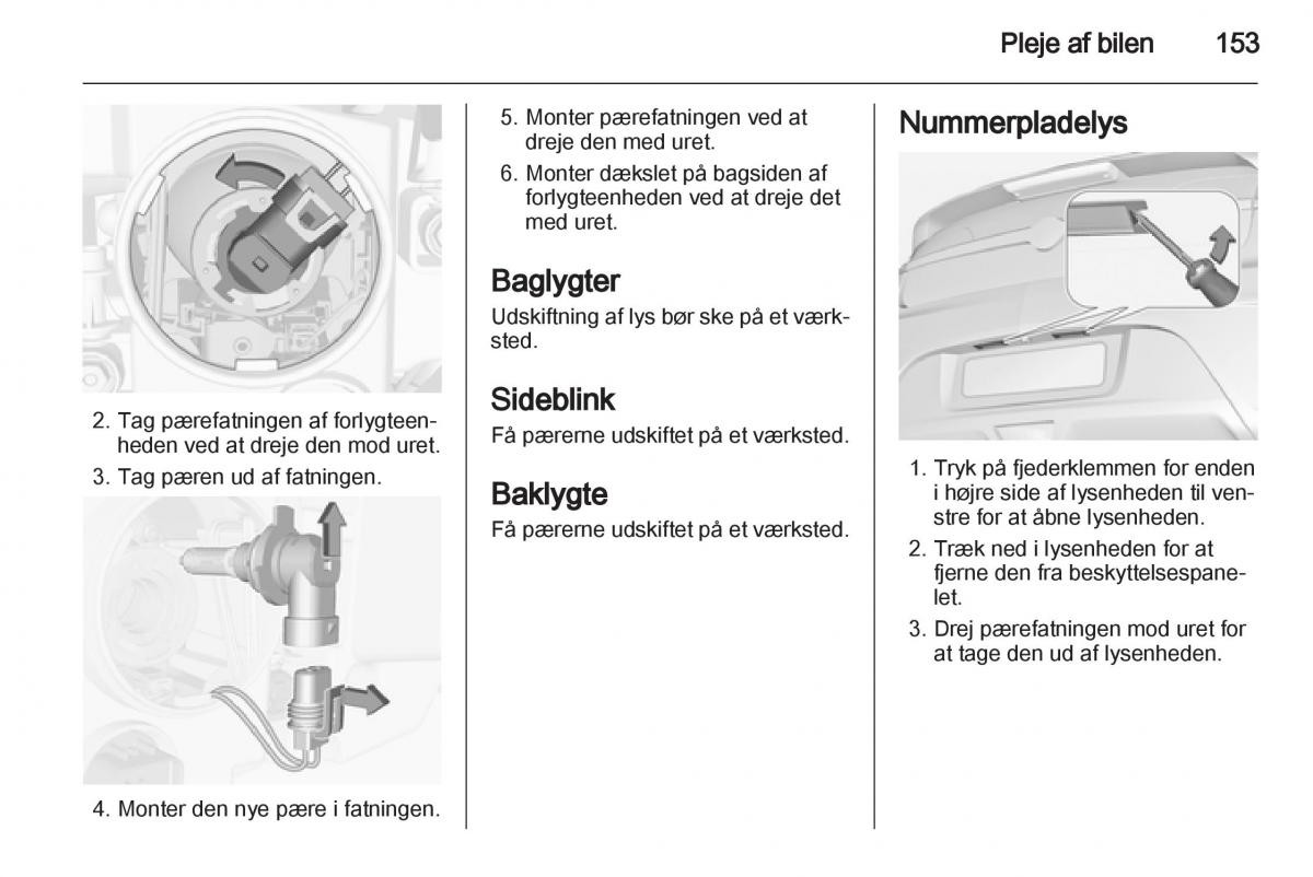 Opel Ampera Bilens instruktionsbog / page 155