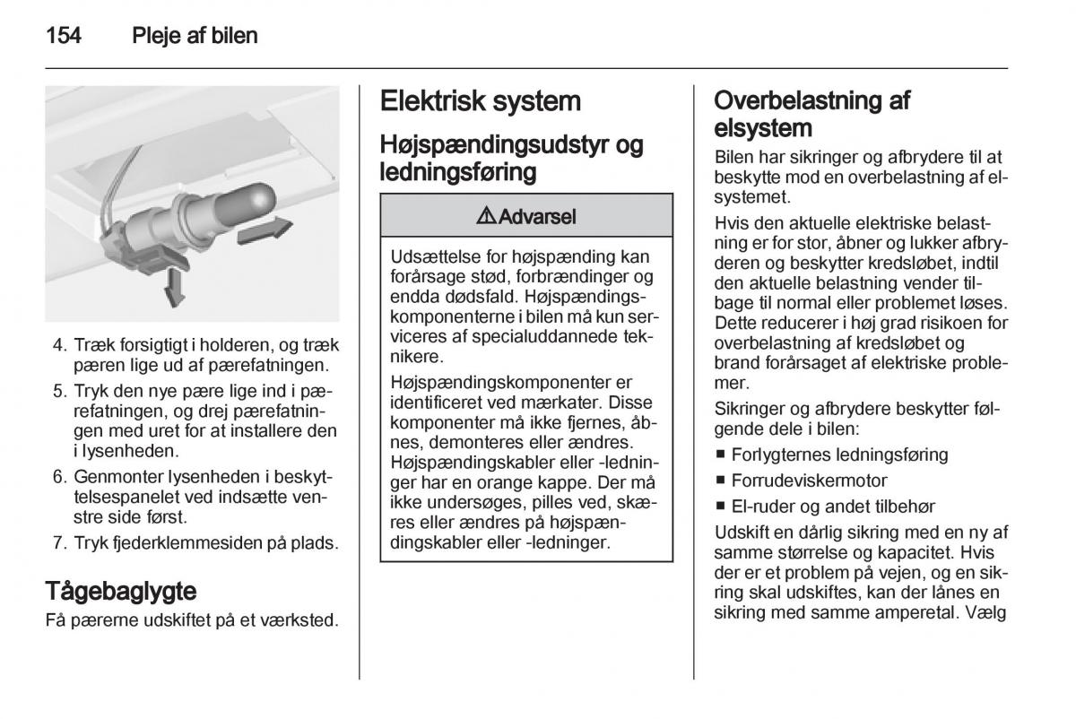 Opel Ampera Bilens instruktionsbog / page 156