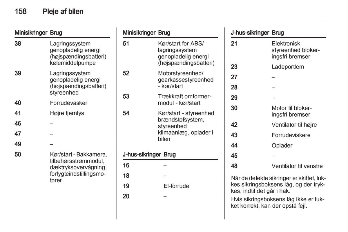 Opel Ampera Bilens instruktionsbog / page 160