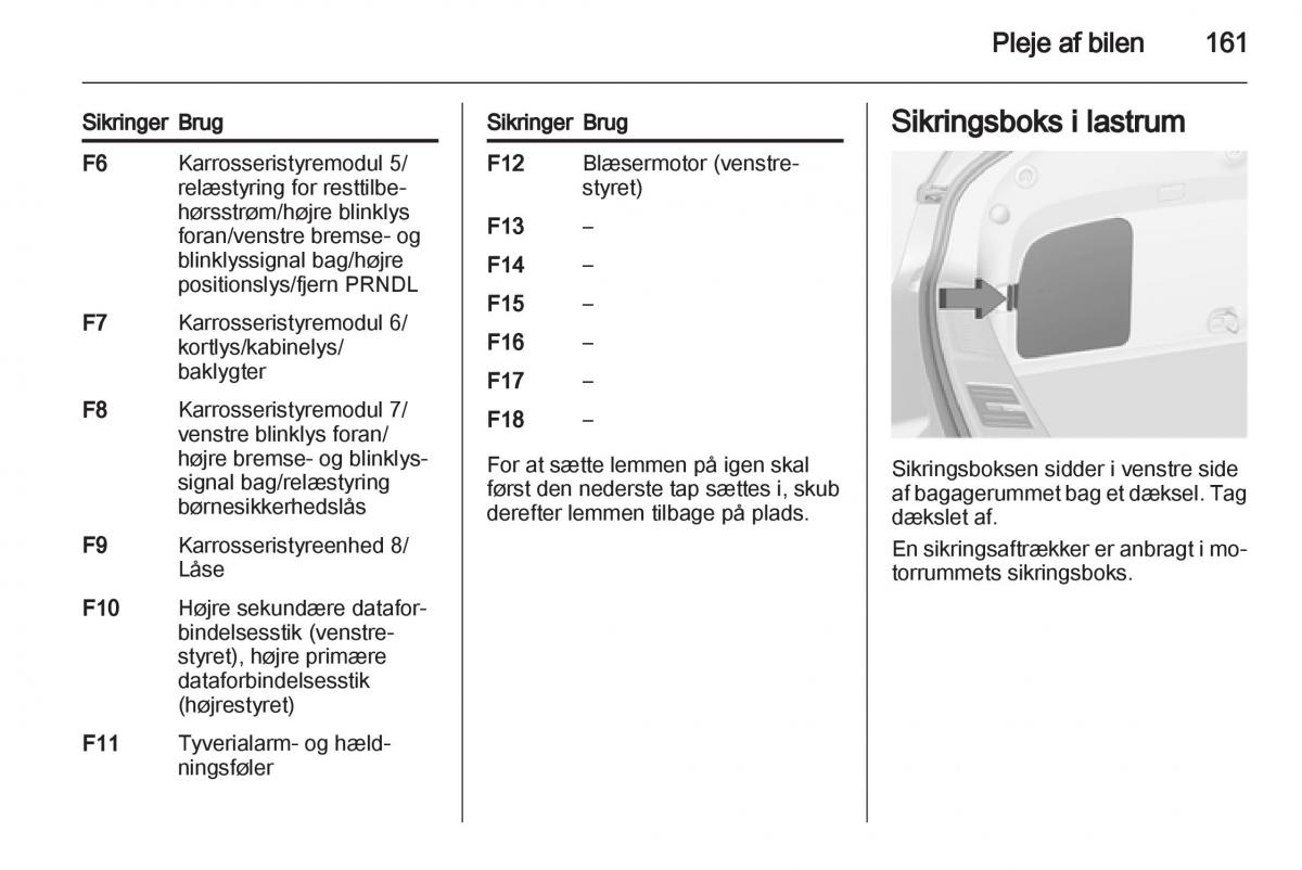 Opel Ampera Bilens instruktionsbog / page 163