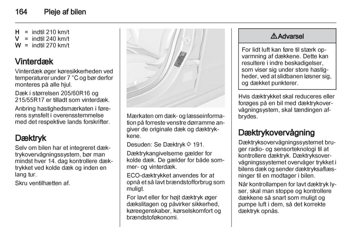 Opel Ampera Bilens instruktionsbog / page 166