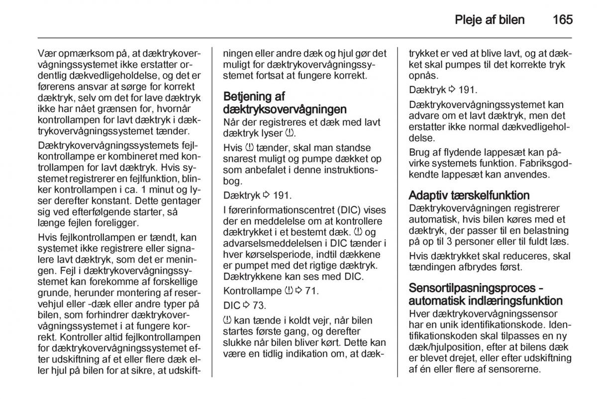 Opel Ampera Bilens instruktionsbog / page 167