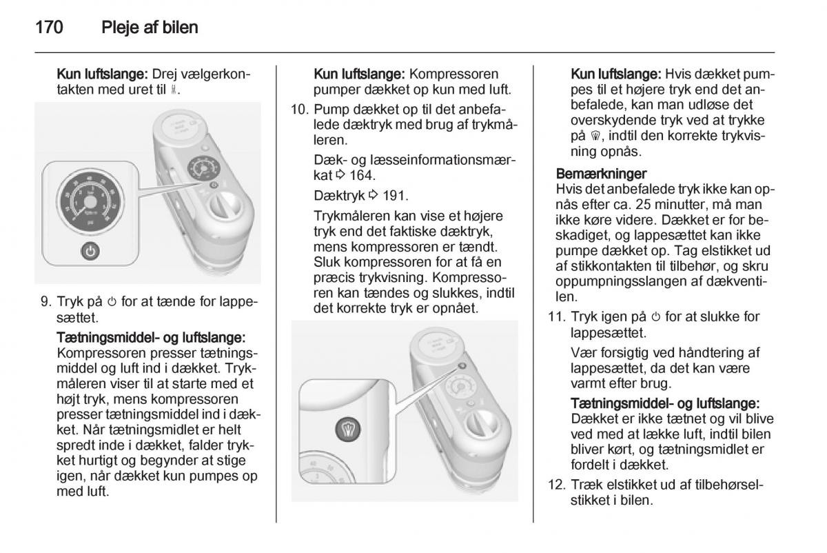 Opel Ampera Bilens instruktionsbog / page 172