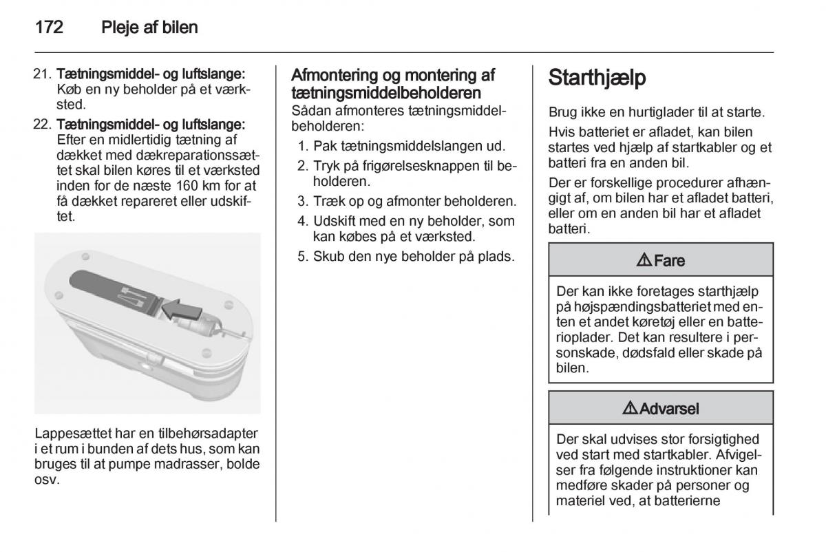 Opel Ampera Bilens instruktionsbog / page 174