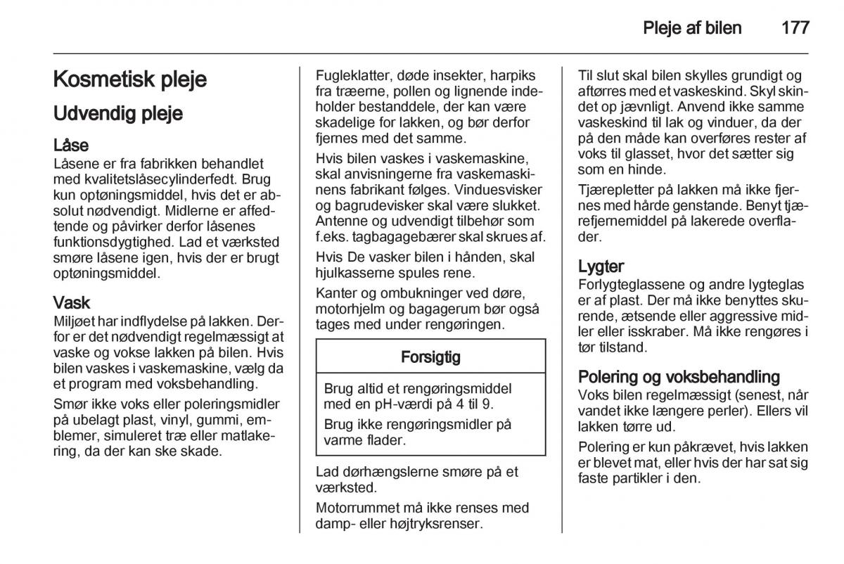 Opel Ampera Bilens instruktionsbog / page 179