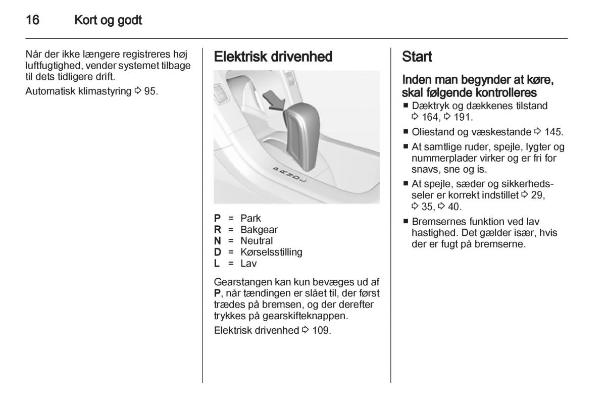 Opel Ampera Bilens instruktionsbog / page 18