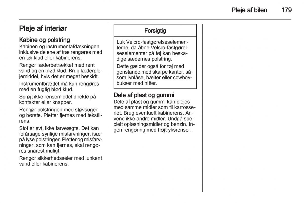 Opel Ampera Bilens instruktionsbog / page 181