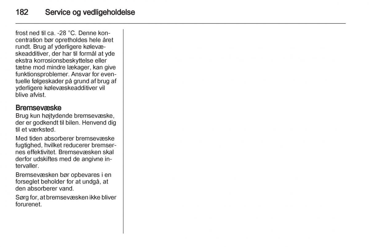 Opel Ampera Bilens instruktionsbog / page 184