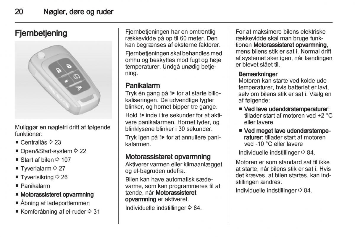 Opel Ampera Bilens instruktionsbog / page 22