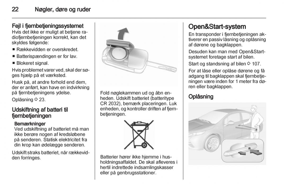 Opel Ampera Bilens instruktionsbog / page 24