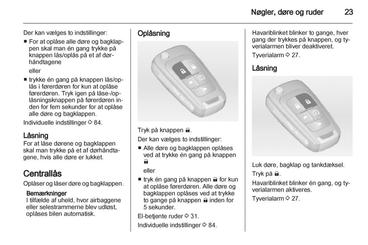 Opel Ampera Bilens instruktionsbog / page 25