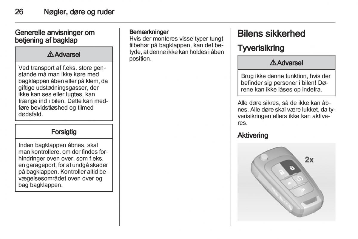 Opel Ampera Bilens instruktionsbog / page 28