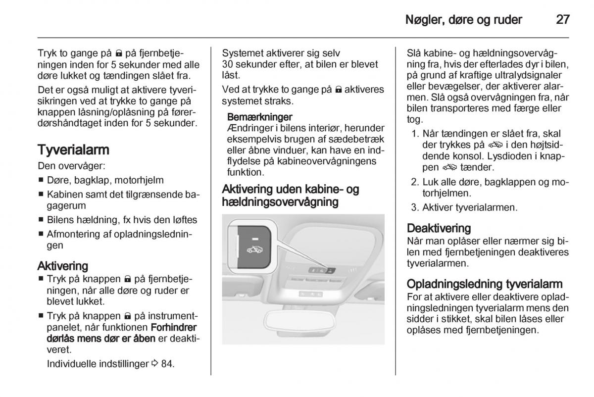 Opel Ampera Bilens instruktionsbog / page 29