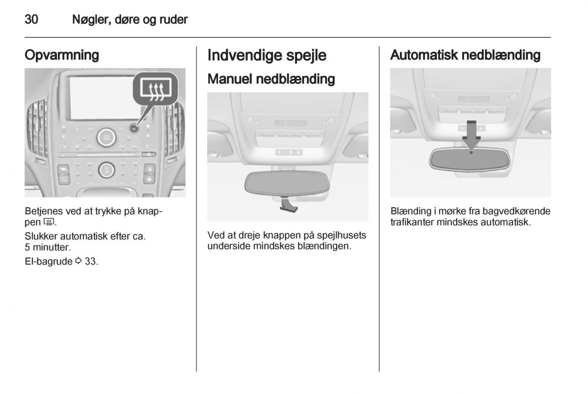 Opel Ampera Bilens instruktionsbog / page 32