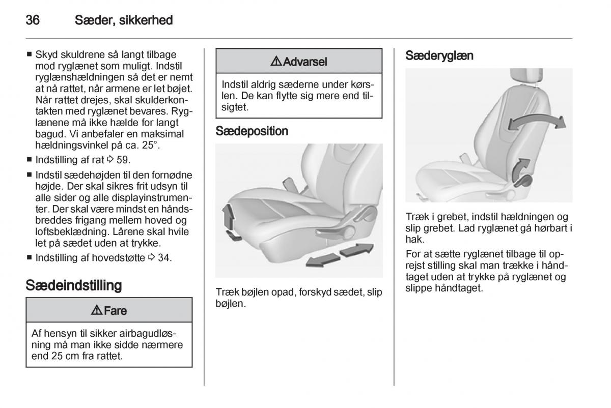 Opel Ampera Bilens instruktionsbog / page 38