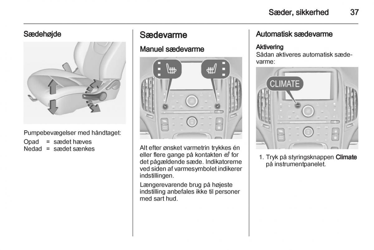 Opel Ampera Bilens instruktionsbog / page 39