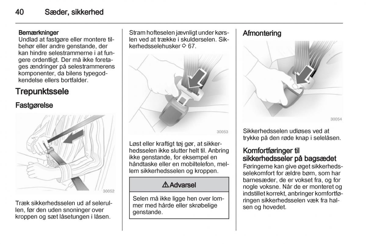 Opel Ampera Bilens instruktionsbog / page 42