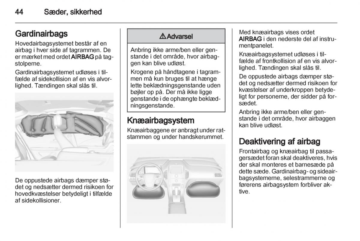 Opel Ampera Bilens instruktionsbog / page 46