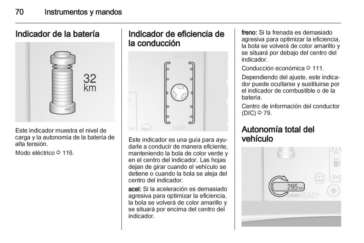 Opel Ampera manual del propietario / page 72