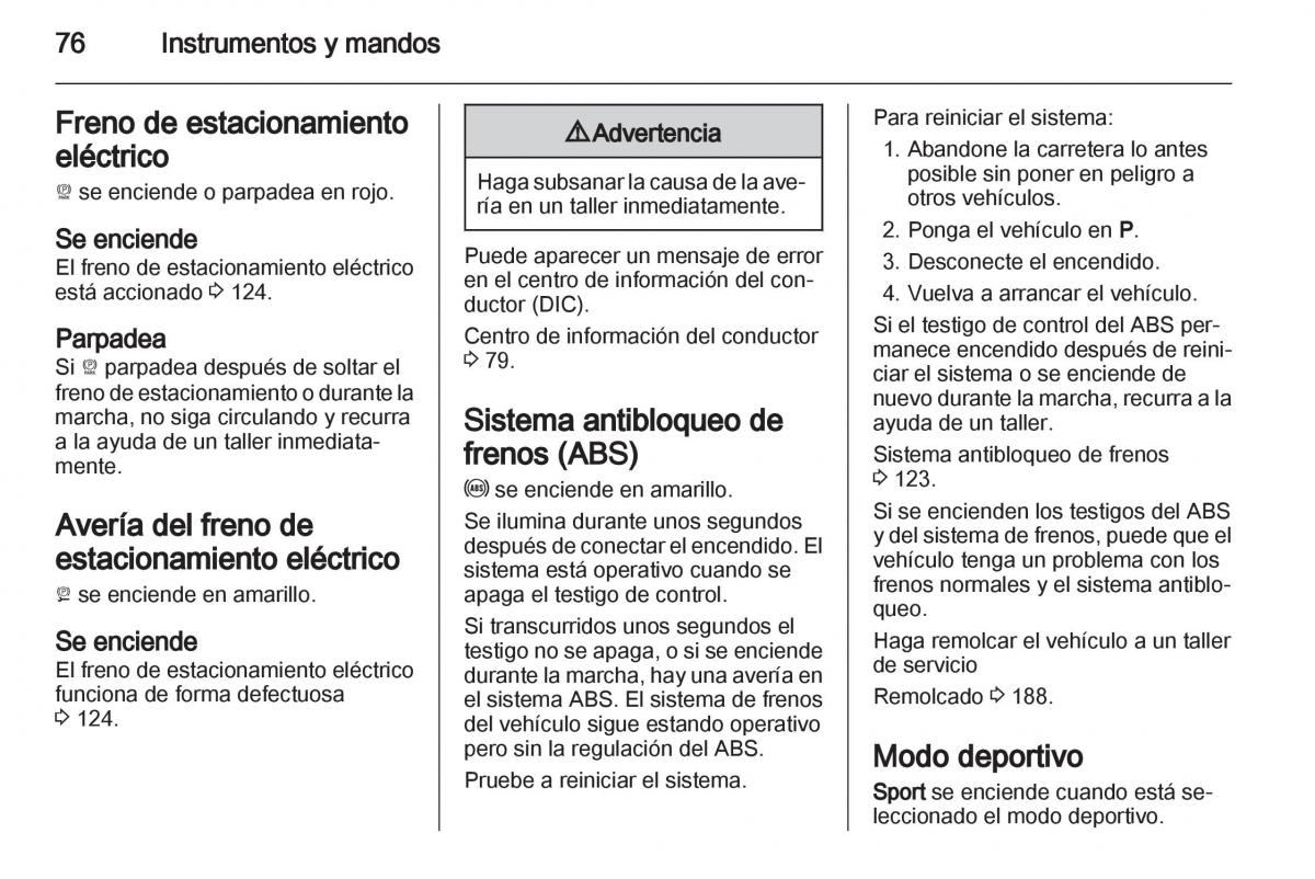 Opel Ampera manual del propietario / page 78