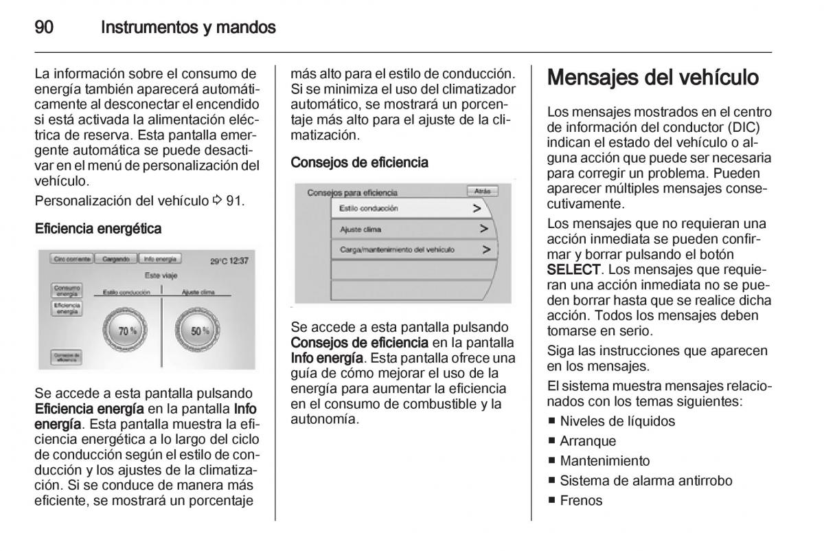 Opel Ampera manual del propietario / page 92