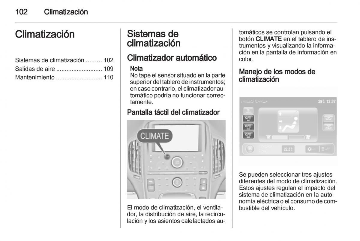 Opel Ampera manual del propietario / page 104