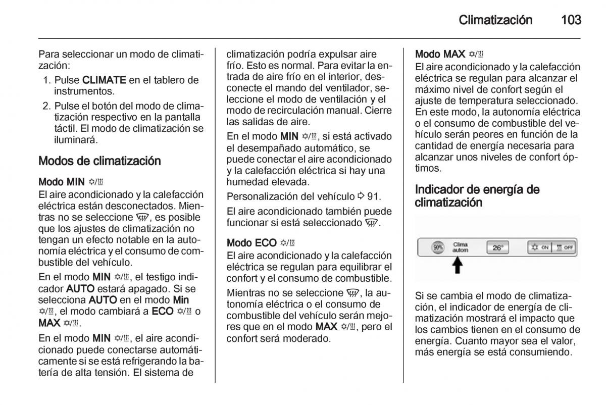 Opel Ampera manual del propietario / page 105