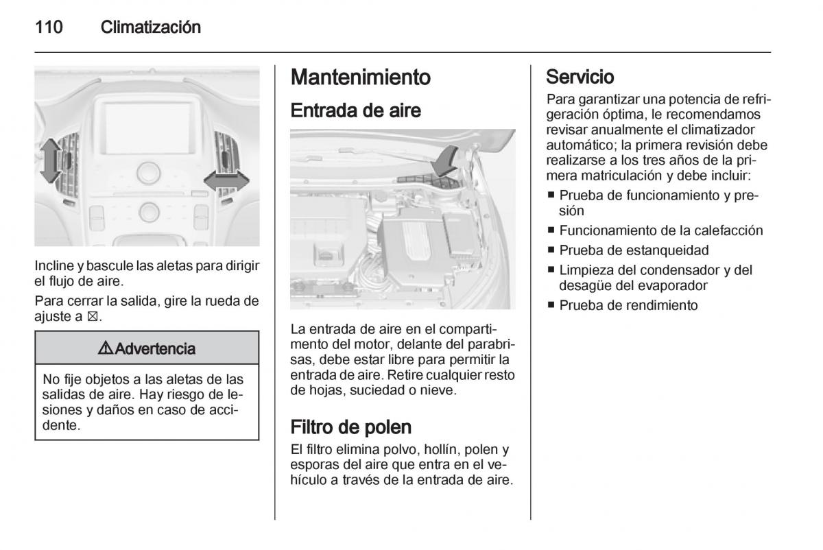 Opel Ampera manual del propietario / page 112