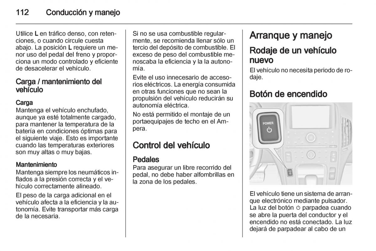 Opel Ampera manual del propietario / page 114