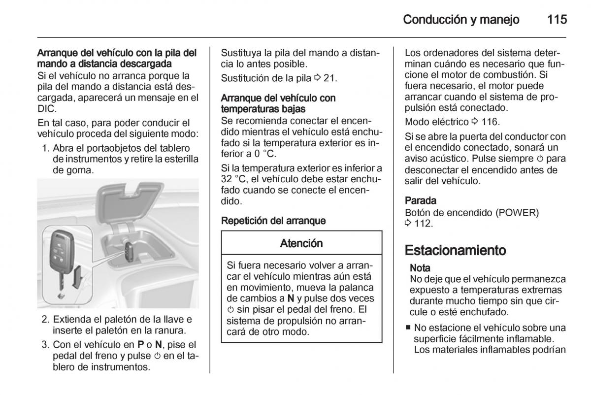 Opel Ampera manual del propietario / page 117