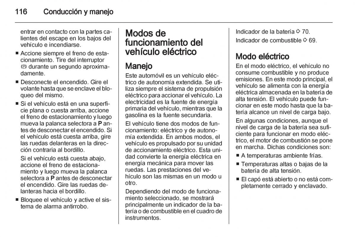 Opel Ampera manual del propietario / page 118