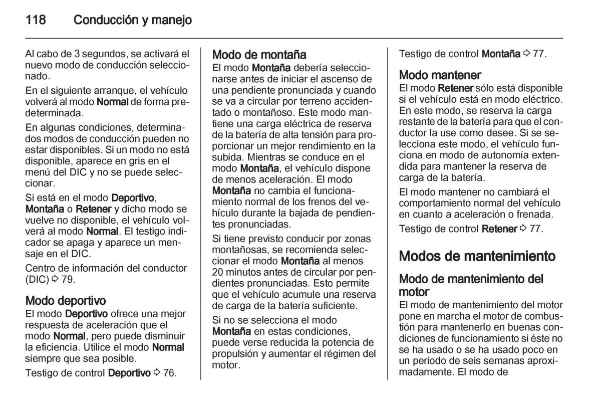 Opel Ampera manual del propietario / page 120