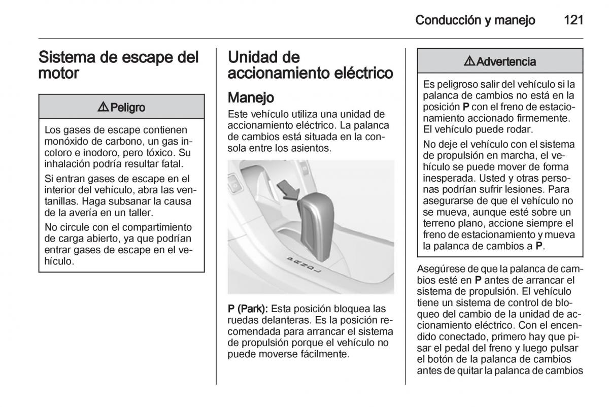 Opel Ampera manual del propietario / page 123