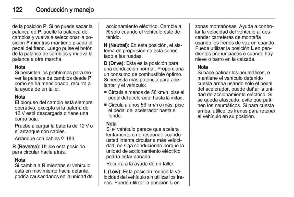 Opel Ampera manual del propietario / page 124