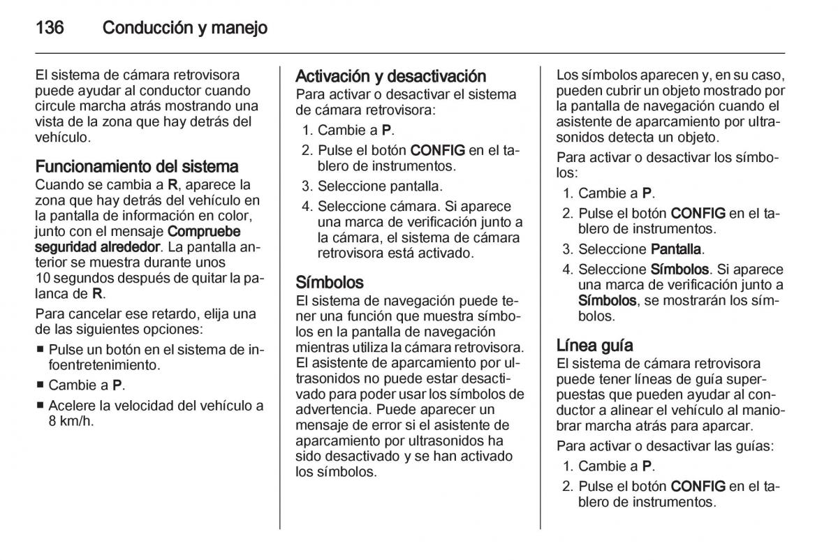 Opel Ampera manual del propietario / page 138