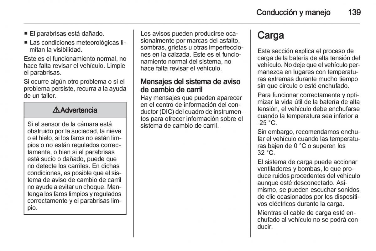 Opel Ampera manual del propietario / page 141